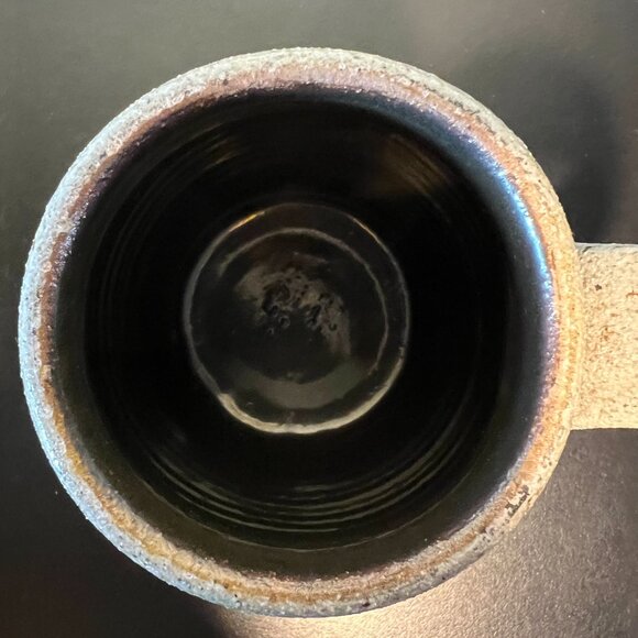 ROWE POTTERY Handcrafted Salt Glazed Gray w/ Cobalt Blue Heart Mug ~ Wisconsin - Picture 8 of 11